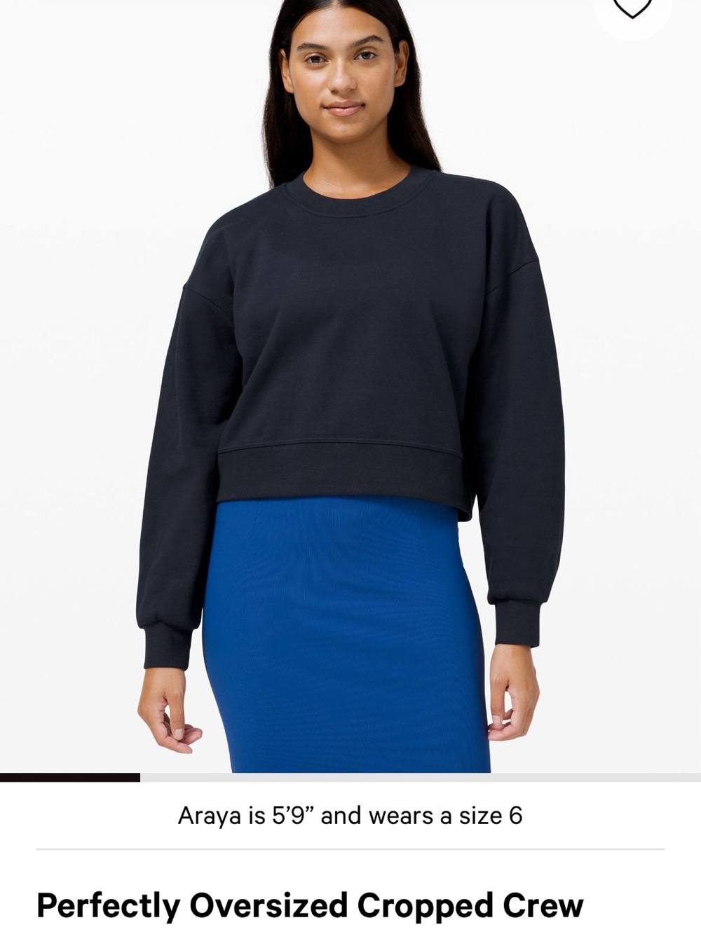 Lululemon Perfectly Oversized Cropped Crew Sweatshirt - BLACK *****